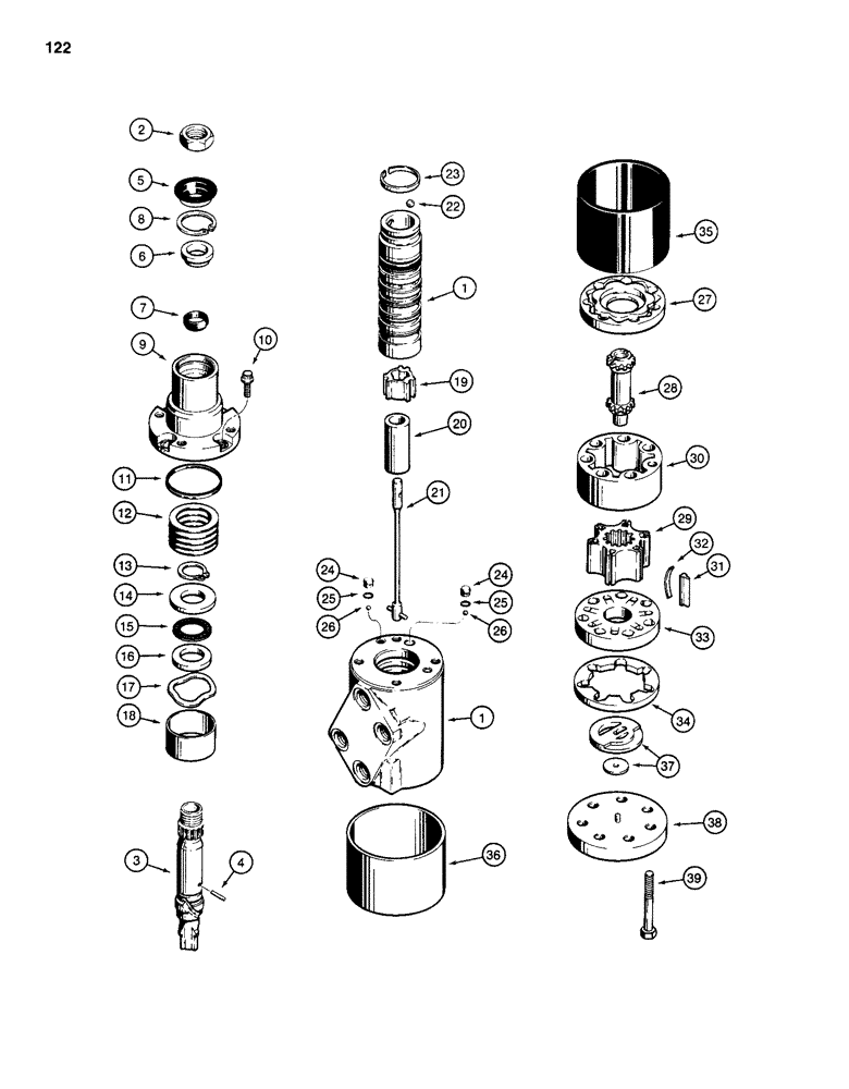 Схема запчастей Case 585D - (122) - STEERING CONTROL VALVE (41) - STEERING
