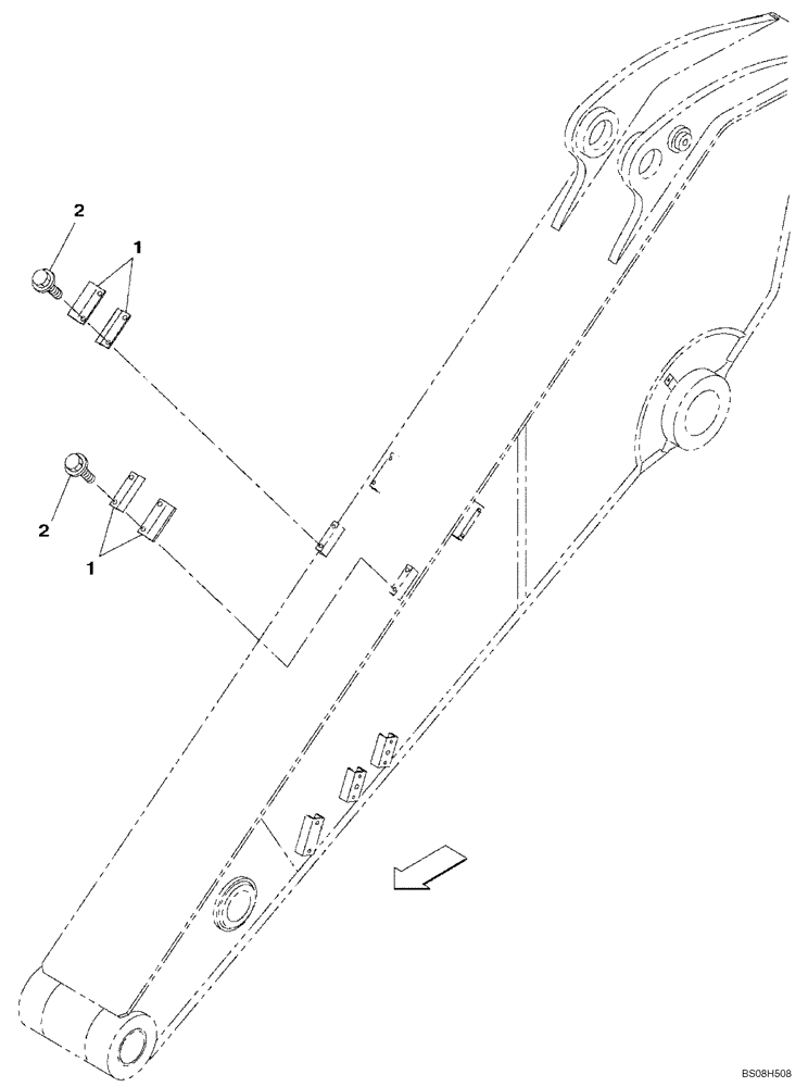 Схема запчастей Case CX470B - (09-50) - CLAMPS - ARM - SHORT (09) - CHASSIS
