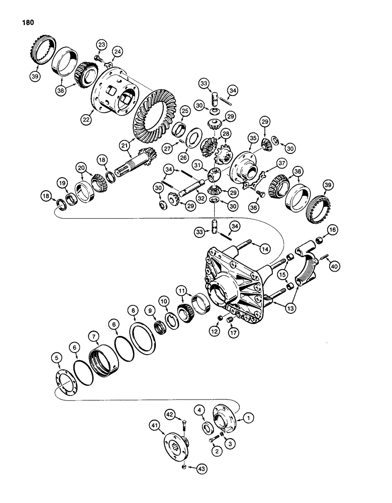 Схема запчастей Case 586D - (180) - REAR DRIVE AXLE, DIFFERENTIAL, FOUR WHEEL DRIVE MODELS (27) - REAR AXLE SYSTEM
