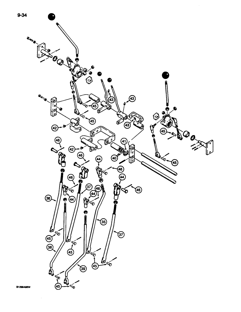 Схема запчастей Case 680L - (9-034) - BACKHOE CONTROLS WITH HAND SWING (CONTD) (09) - CHASSIS/ATTACHMENTS