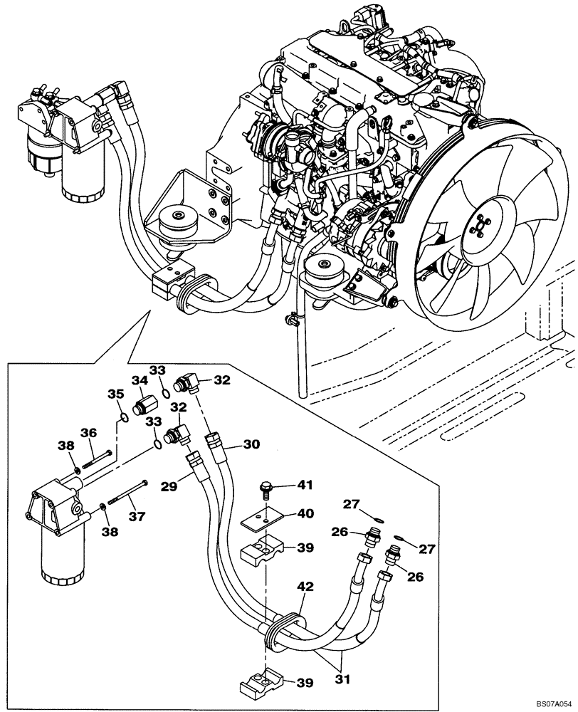 Схема запчастей Case CX160B - (02-02) - ENGINE OIL SUPPLY LINES (02) - ENGINE