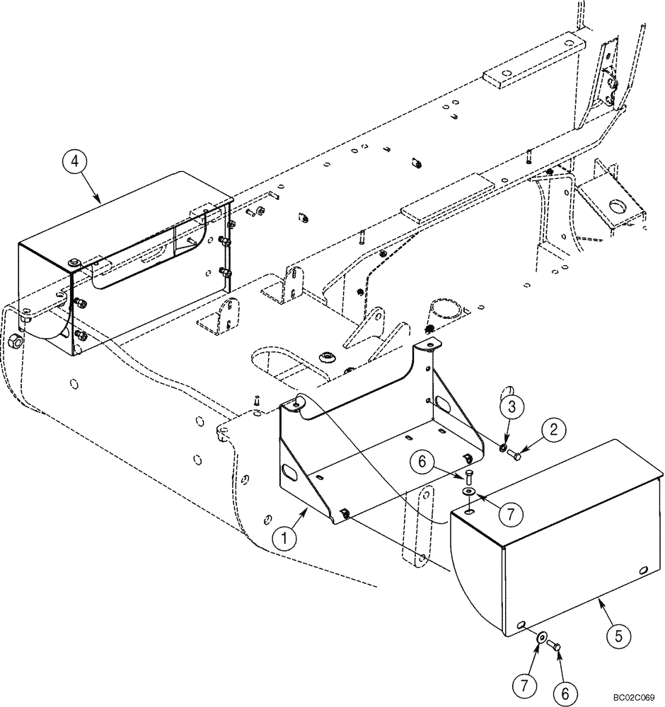 Схема запчастей Case 821C - (09-18) - COVERS - BATTERY BOX (09) - CHASSIS