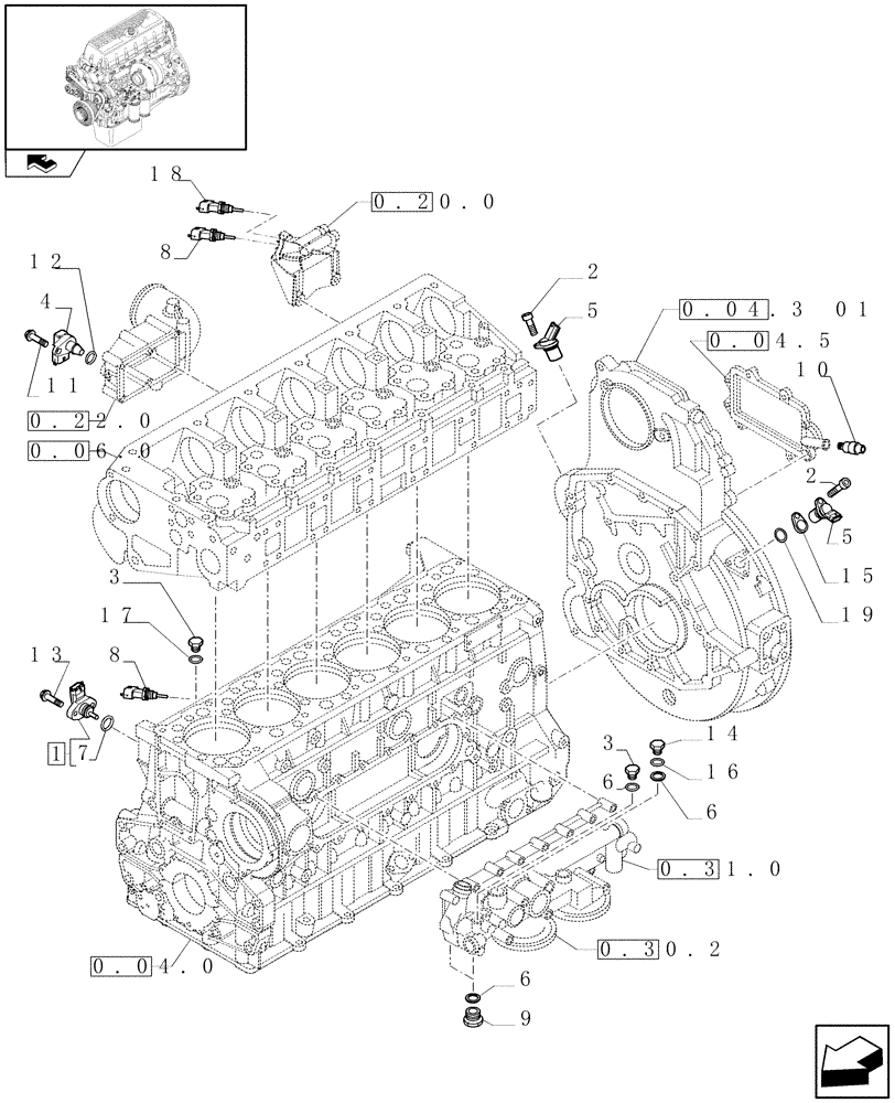 Схема запчастей Case F3AE0684P E909 - (0.17.1) - MOTOR SENSORS (504138293 - 504270447) 