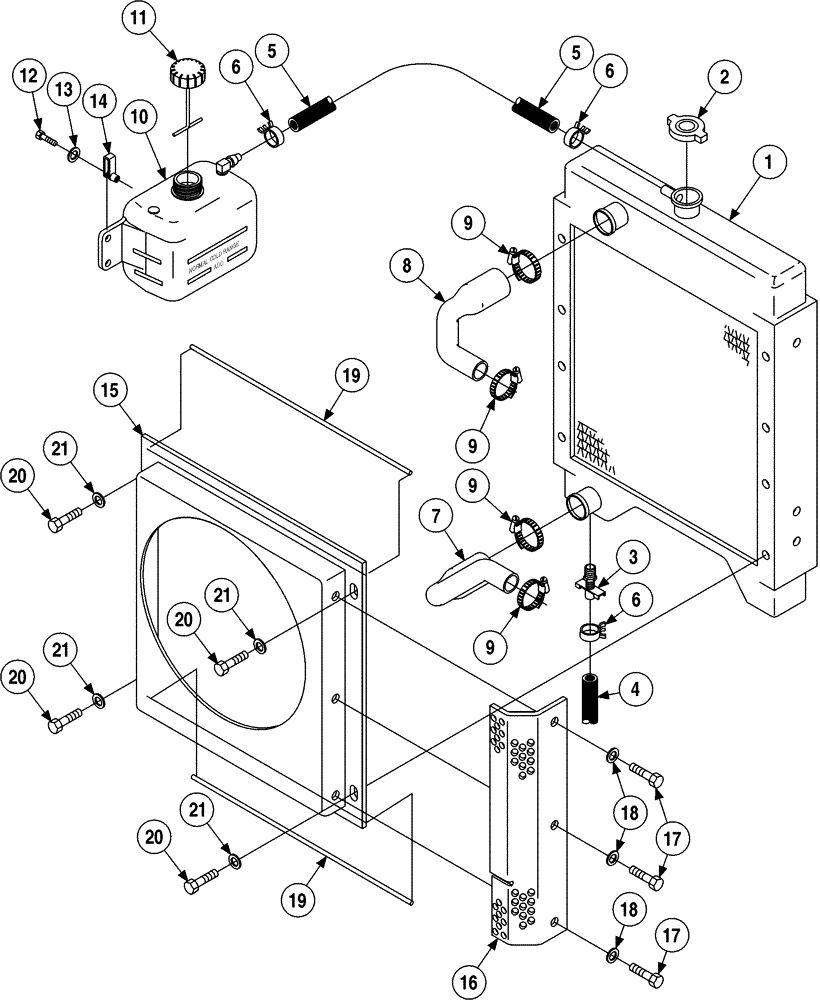 Схема запчастей Case 6010 - (02-02) - RADIATOR - MOUNTING (10) - ENGINE