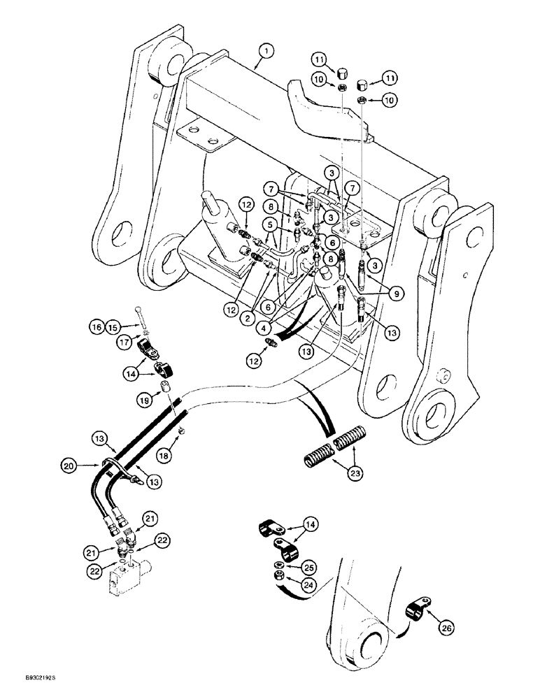 Схема запчастей Case 621B - (8-26) - HYDRAULIC CIRCUIT, SOLENOID VALVE TO MALE MASTER COUPLER, XT LOADER (08) - HYDRAULICS