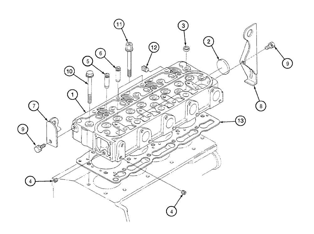 Схема запчастей Case 460 - (2-24) - CYLINDER HEAD, KUBOTA V1505-B ENGINE (02) - ENGINE