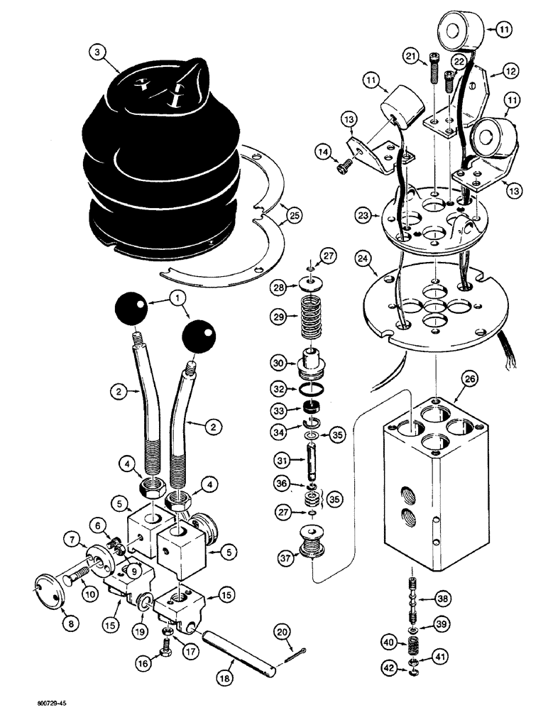 Схема запчастей Case W36 - (8-450) - L104178 DUAL LEVER REMOTE CONTROL VALVE (08) - HYDRAULICS