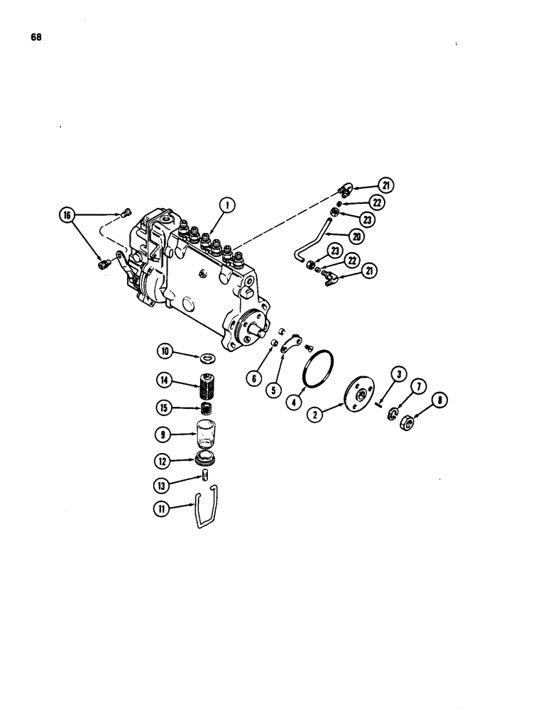Схема запчастей Case W20B - (068) - INJECTION PUMP, 401BD AND 401BDT DIESEL ENGINE (03) - FUEL SYSTEM