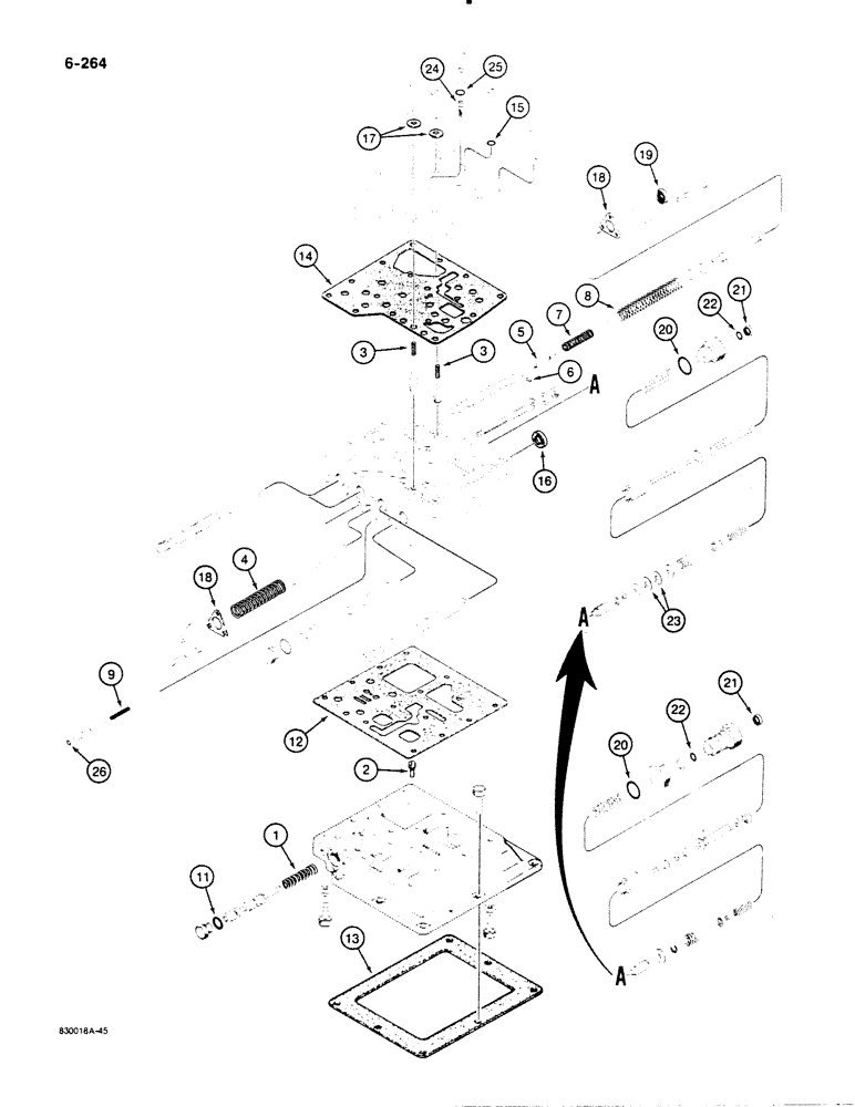 Схема запчастей Case 1450B - (6-264) - TRANSMISSION SERVICE KITS, CONTROL VALVE (06) - POWER TRAIN