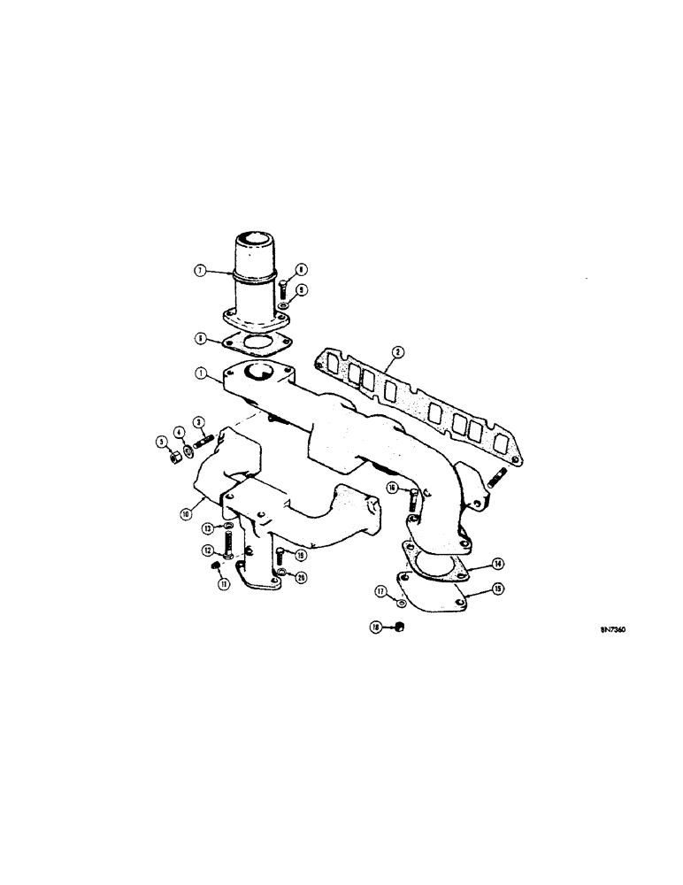 Схема запчастей Case 310F - (020) - MANIFOLD - GAS (01) - ENGINE