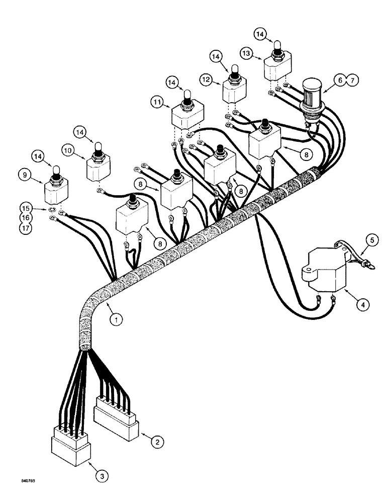Схема запчастей Case 1187 - (090) - ELECTRICAL HARNESS - LEFT-HAND CONSOLE (06) - ELECTRICAL SYSTEMS