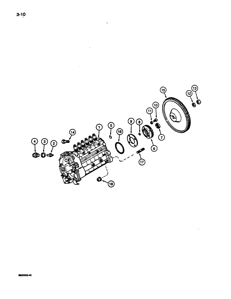 Схема запчастей Case 1187C - (3-10) - FUEL INJECTION PUMP AND DRIVE, 6T-830 ENGINE (03) - FUEL SYSTEM