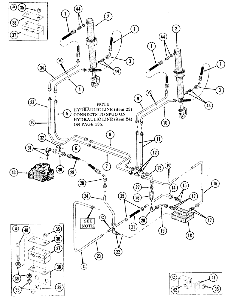 Схема запчастей Case 120 - (177) - COUNTERWEIGHT REMOVAL HYDRAULICS, USED ON UNITS WITH SERIAL NO. 65521 THRU 6287228 (35) - HYDRAULIC SYSTEMS