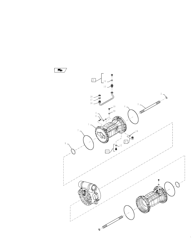 Схема запчастей Case 721F - (27.100.AB[02]) - REAR AXLE HOUSING, HEAVY DUTY (27) - REAR AXLE SYSTEM