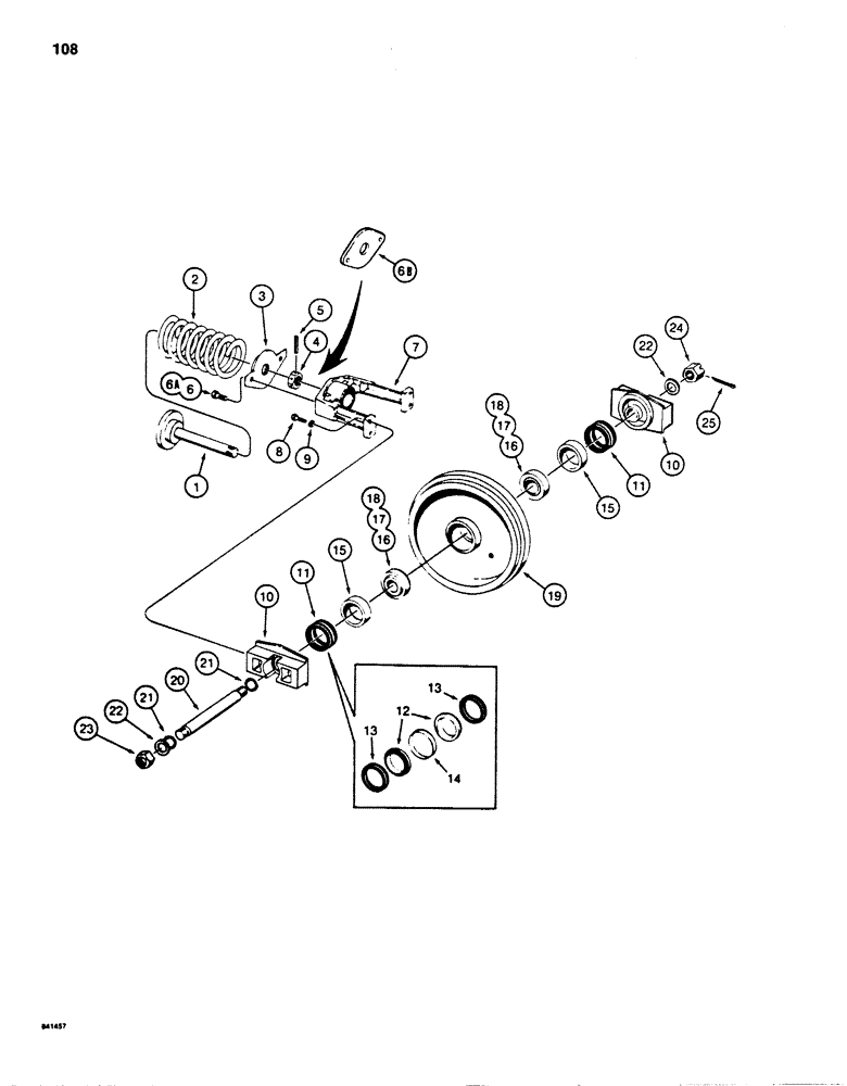 Схема запчастей Case 880D - (108) - TRACK ADJUSTER AND IDLER (04) - UNDERCARRIAGE