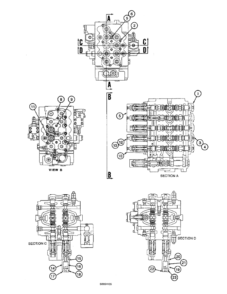 Схема запчастей Case 9060B - (8-120) - CONTROL VALVE, MAIN VALVE COVERS AND RELATED COMPONENTS (08) - HYDRAULICS