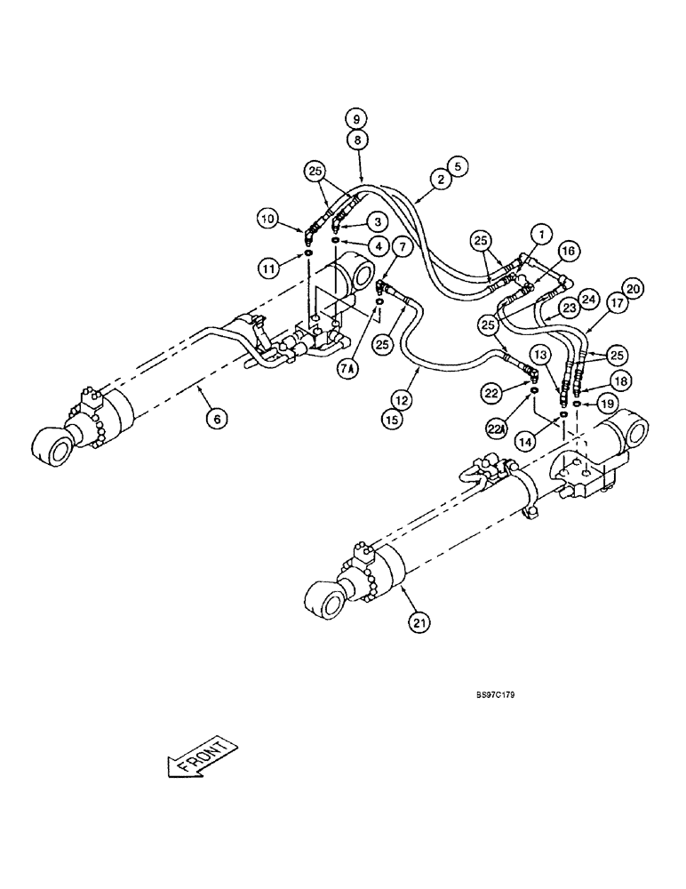 Схема запчастей Case 9040B - (8-110) - ARM AND BOOM HOLDING OPTION, BOOM COMPONENTS, STANDARD OR LONG REACH MODELS (08) - HYDRAULICS