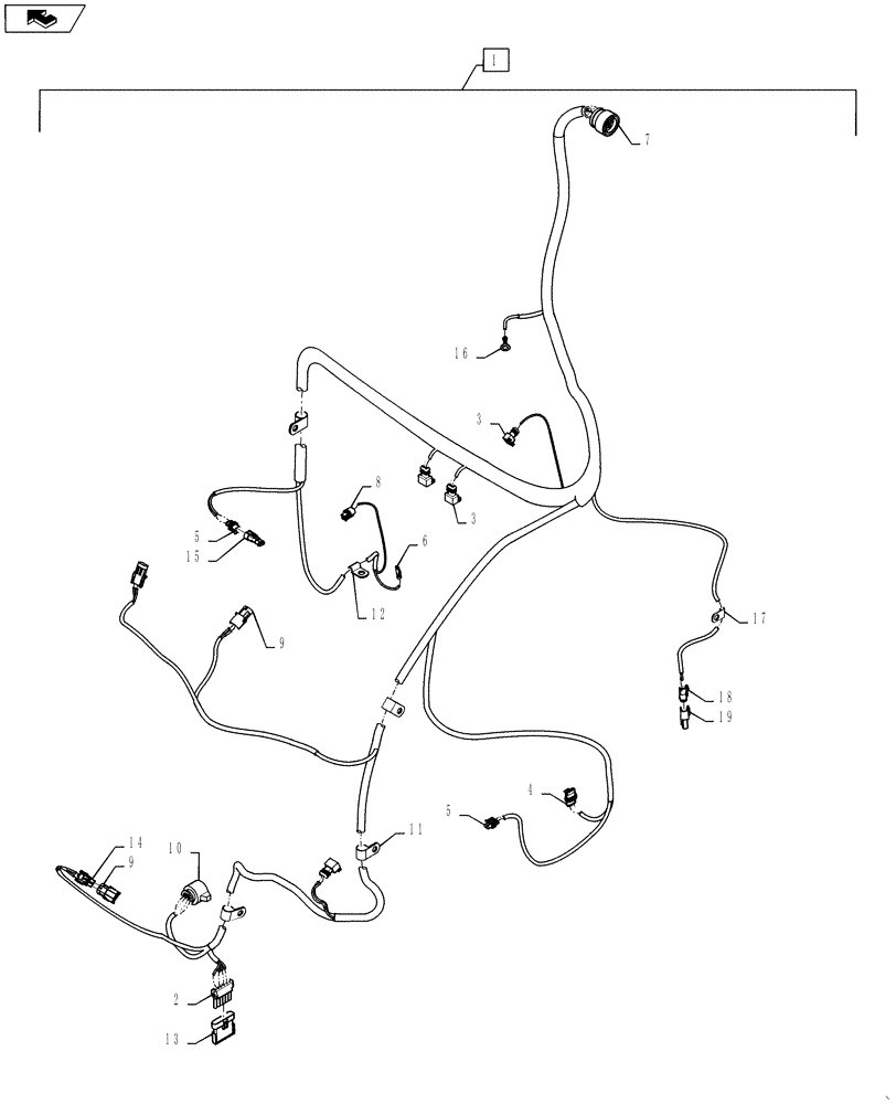 Схема запчастей Case 521F - (55.100.01) - TRANSMISSION WIRE HARNESS ASSEMBLY (55) - ELECTRICAL SYSTEMS