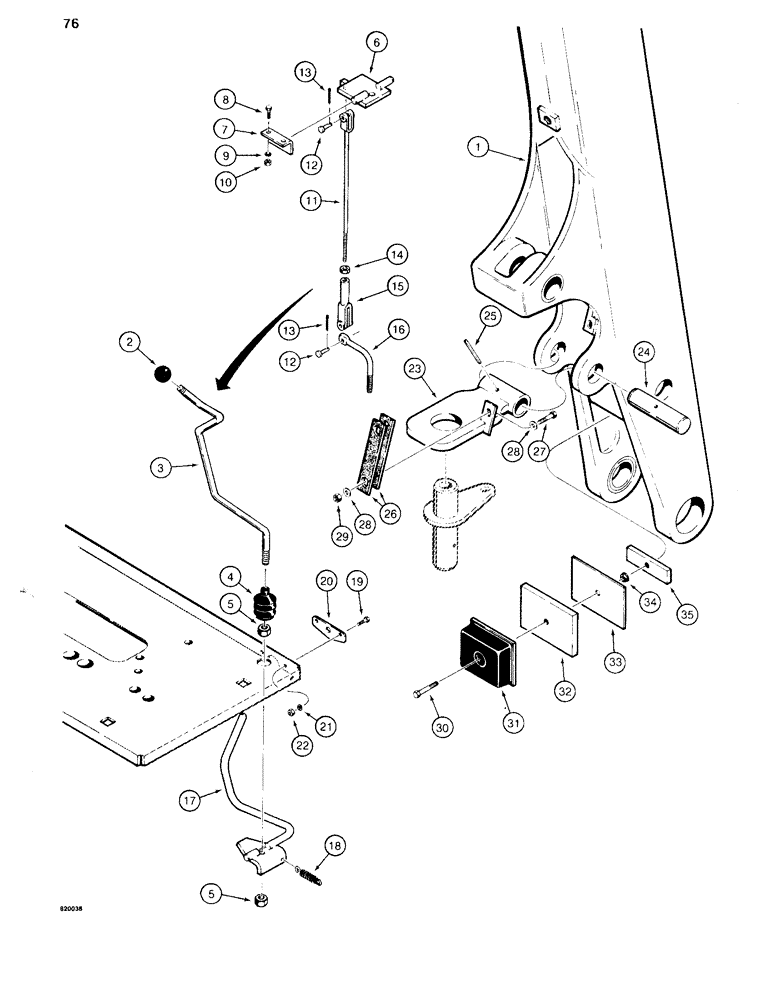 Схема запчастей Case 35WL - (76) - BOOM LATCH, W14 LOADER ONLY 
