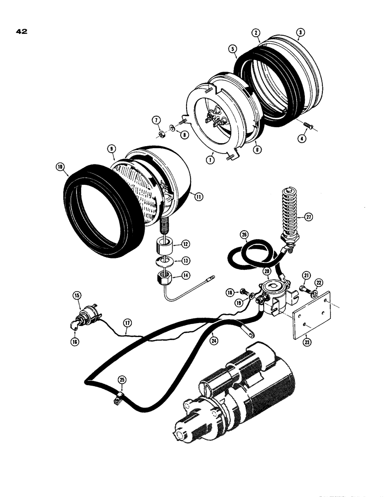 Схема запчастей Case 850 - (042) - D41701 HEADLIGHT ASSEMBLY (06) - ELECTRICAL SYSTEMS