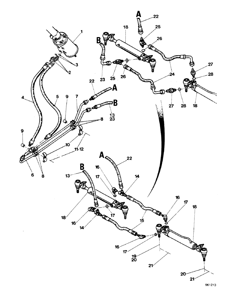 Схема запчастей Case 580G - (112) - STEERING CYLINDER HYDRAULIC CIRCUIT - 2 WHEEL DRIVE (05) - STEERING