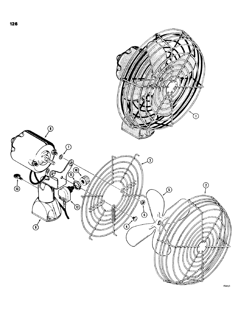 Схема запчастей Case 580C - (126) - WINDOW DEFROSTER FAN, WITH FOUR BOLT BASE (04) - ELECTRICAL SYSTEMS