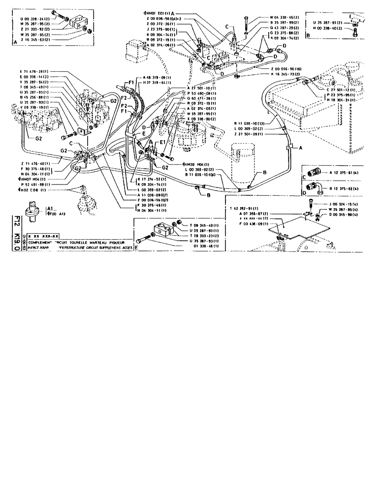 Схема запчастей Case 90BCL - (203) - IMPACT HAMMER UPPPERSTRUCTURE CIRCUIT SUPPLEMENT. ACCES. (07) - HYDRAULIC SYSTEM