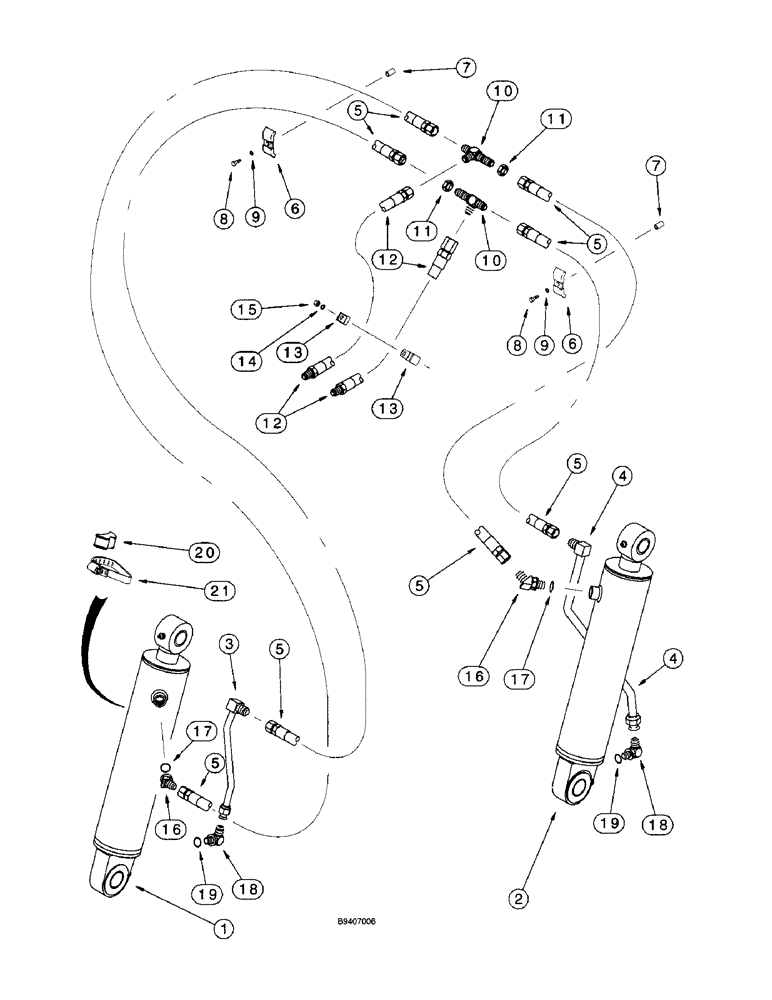Схема запчастей Case 580L - (8-018) - LOADER CLAM CYLINDER HYDRAULIC CIRCUIT, AT LOADER BUCKET (08) - HYDRAULICS