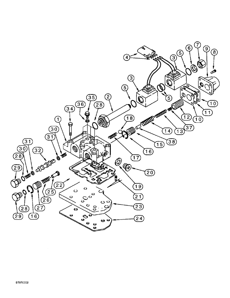 Схема запчастей Case 580SL - (6-42) - TRANSMISSION ASSEMBLY, TRANSMISSION CONTROL VALVE, TWO WHEEL OR FOUR WHEEL DRIVE (PRE SERVICE BULLITIN) (06) - POWER TRAIN