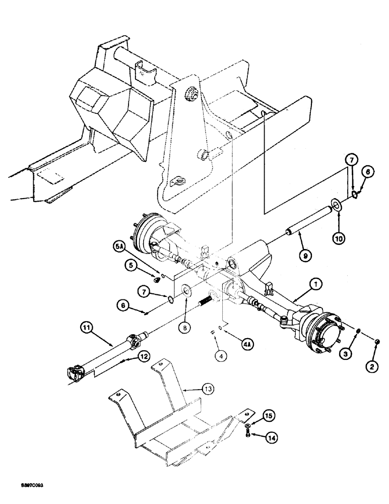Схема запчастей Case 580L - (6-002) - FRONT DRIVE AXLE MOUNTING AND DRIVE SHAFT (06) - POWER TRAIN