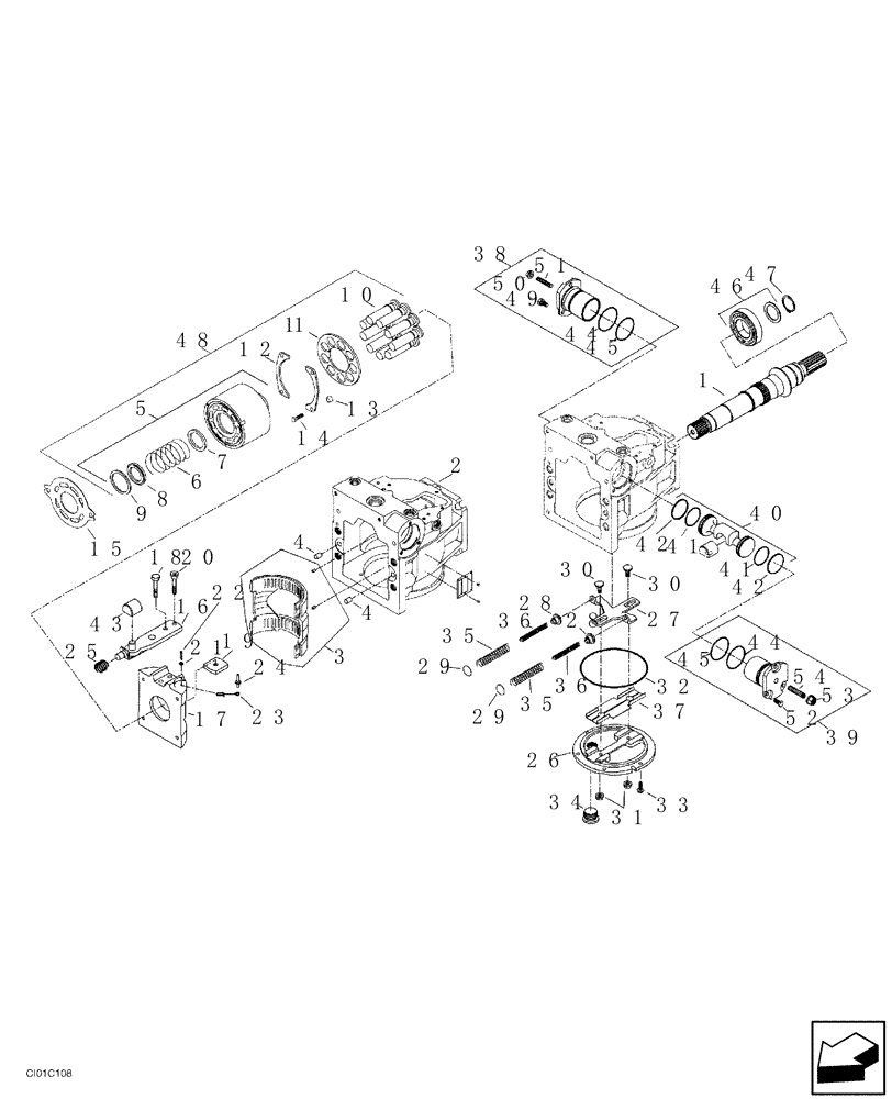 Схема запчастей Case SR15 - (10-013-01[01]) - HYDRAULIC PUMP - VIBRATIONS - ROTOR (08) - HYDRAULICS