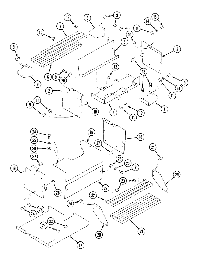 Схема запчастей Case 580SK - (9-234) - BATTERY BOX, TOOL BOX AND STEPS, UP TO S/N JJH0013456 (09) - CHASSIS/ATTACHMENTS