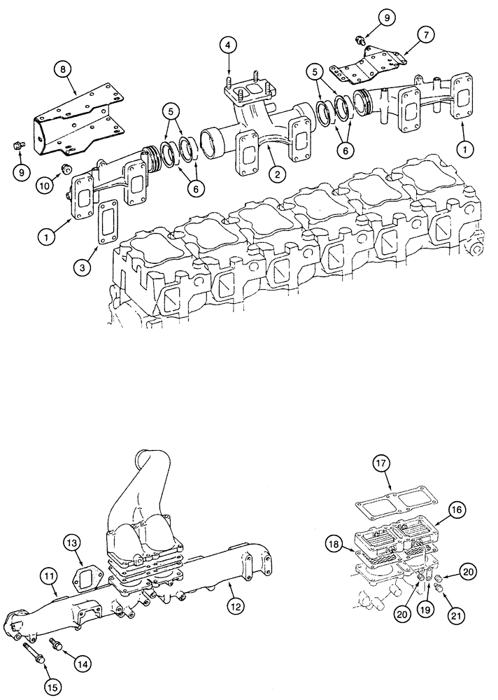 Схема запчастей Case 9050 - (2-18) - MANIFOLDS, INTAKE & EXHAUST (02) - ENGINE