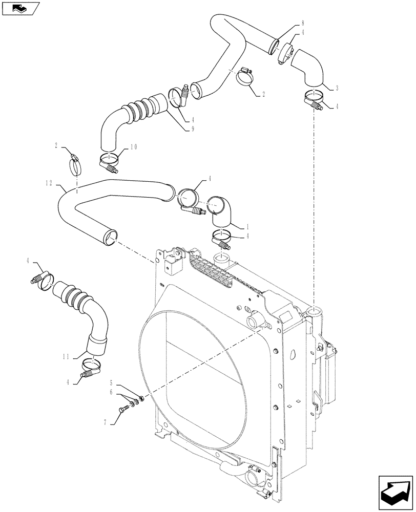 Схема запчастей Case 586H - (10.408.02) - CHARGE AIR COOLER, HOSE INSTALLATION (10) - ENGINE