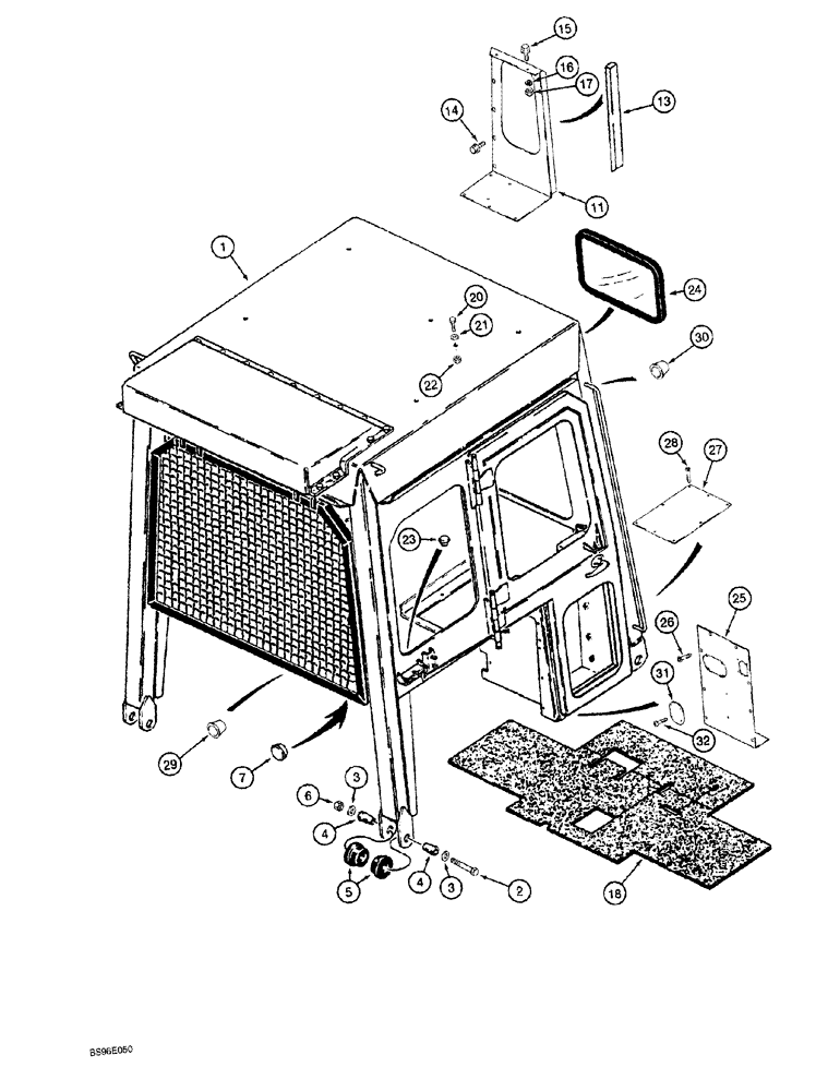 Схема запчастей Case 1150G - (9-048) - ROPS CAB, MOUNTING, FRONT CLOSURE PANELS AND FLOORMAT (05) - UPPERSTRUCTURE CHASSIS