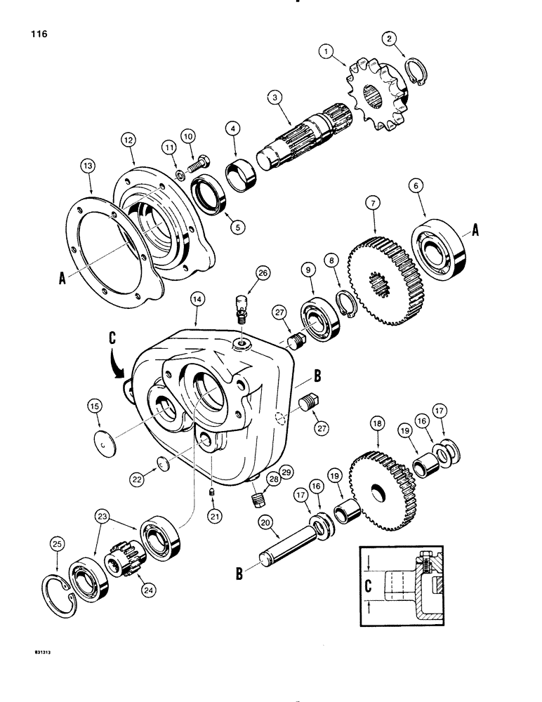 Схема запчастей Case P60 - (116) - H559179, H588145 AND H638676 TRANSMISSIONS, H638676 TRANSMISSION (21) - TRANSMISSION