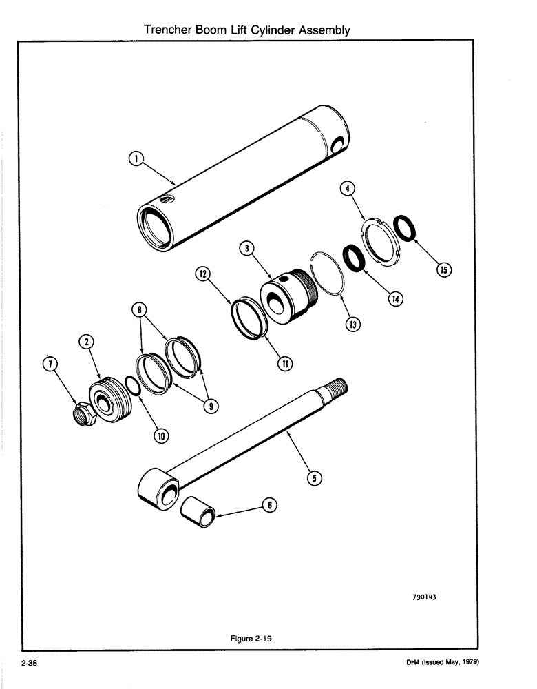 Схема запчастей Case DH4 - (2-38) - TRENCHER BOOM LIFT CYLINDER ASSEMBLY (35) - HYDRAULIC SYSTEMS