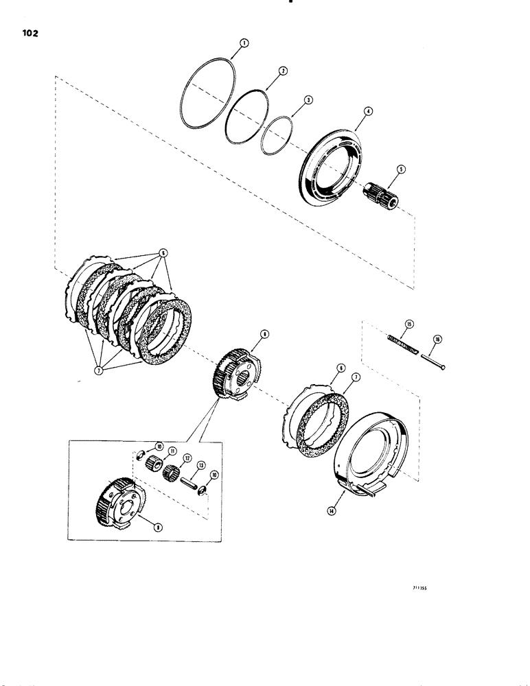 Схема запчастей Case W20 - (102) - L55661 TRANSMISSIONS, REVERSE CLUTCH AND PLANETARY (06) - POWER TRAIN