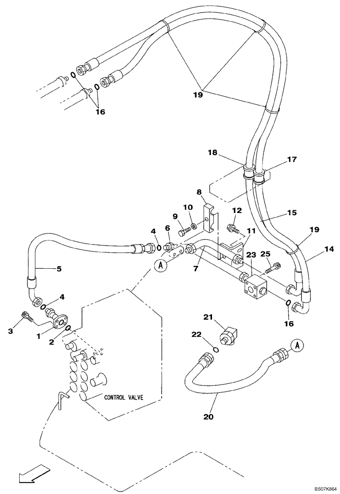 Схема запчастей Case CX225SR - (08-31) - HYDRAULICS, AUXILIARY - SINGLE ACTING CIRCUIT (08) - HYDRAULICS