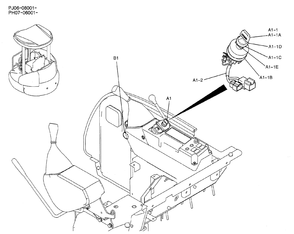 Схема запчастей Case CX50B - (01-075) - KEY ASSY (PW03M01870F1) (05) - SUPERSTRUCTURE