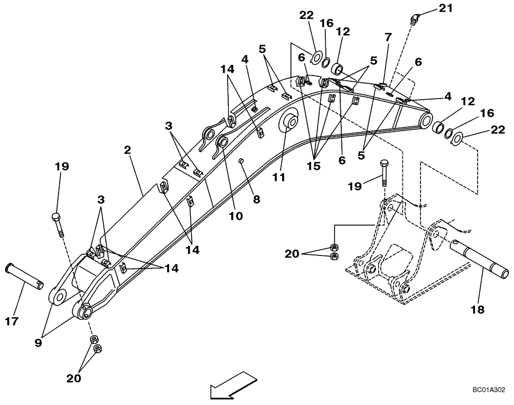 Схема запчастей Case CX210N - (09-35) - BOOM - 5,70 METER (18 FT 8 IN) (09) - CHASSIS