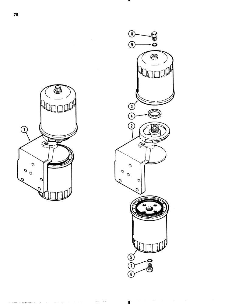 Схема запчастей Case 1845B - (076) - FUEL FILTER, 188 DIESEL ENGINE (03) - FUEL SYSTEM