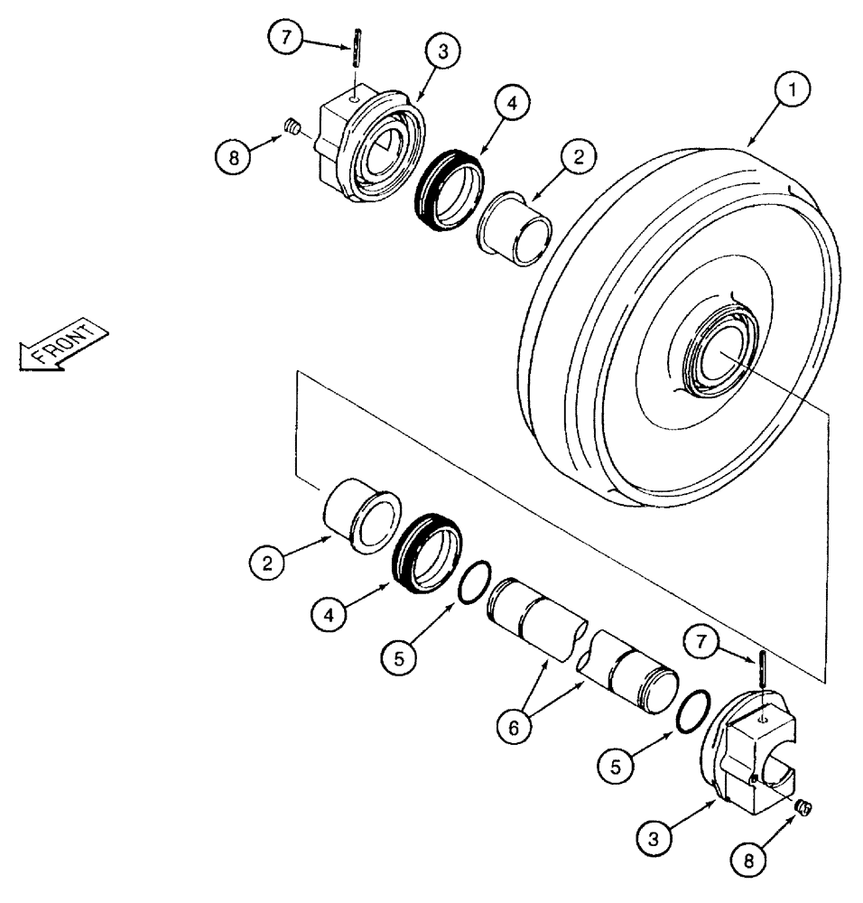Схема запчастей Case 9050B - (5-010) - IDLER WHEEL, MODELS WITHOUT TIMBER KING (05) - STEERING