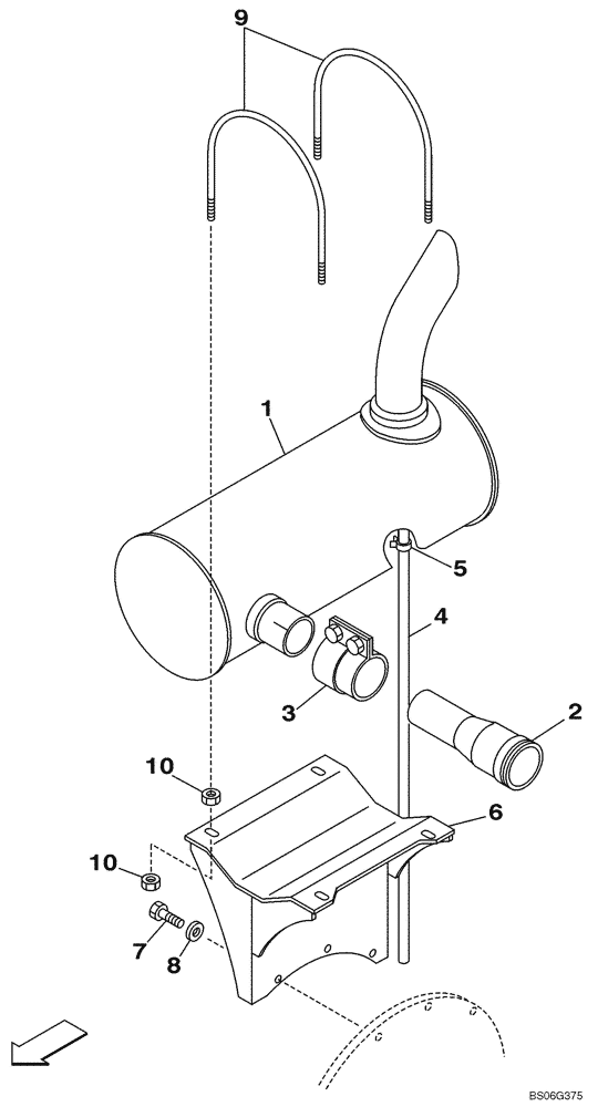 Схема запчастей Case CX290 - (02-03) - EXHAUST SYSTEM - MUFFLER (02) - ENGINE
