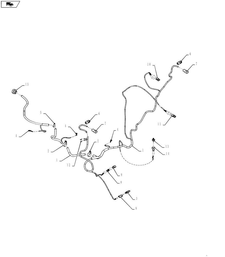 Схема запчастей Case 521F - (55.100.03[01]) - FRONT CHASSIS HARNESS (55) - ELECTRICAL SYSTEMS