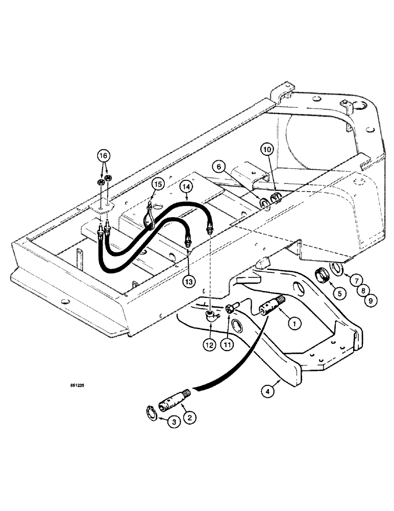 Схема запчастей Case W14 - (561A) - TRUNNION AND LUBRICATION LINES (09) - CHASSIS/ATTACHMENTS