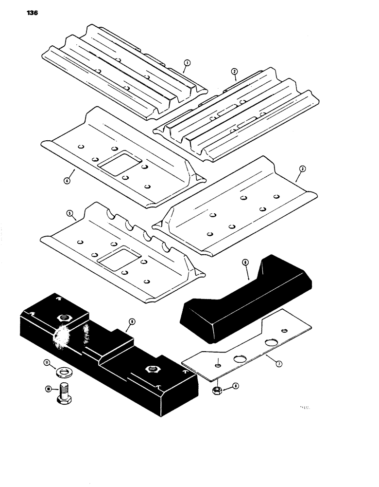 Схема запчастей Case 450 - (136) - TRACK SHOES (OVER LAPPING), SEMI-GROUSER, CLOSED (04) - UNDERCARRIAGE