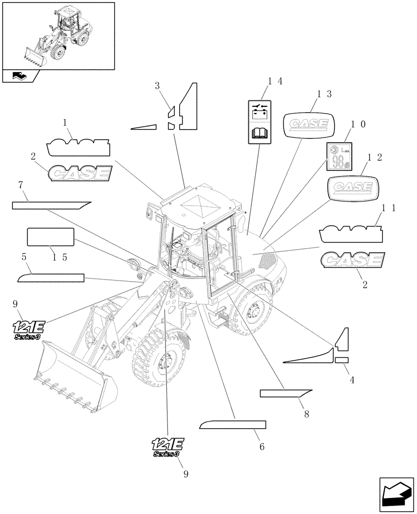 Схема запчастей Case 121E - (620/02[02]) - DECAL KIT DESIGN - EU - (08) - SHEET METAL/DECALS
