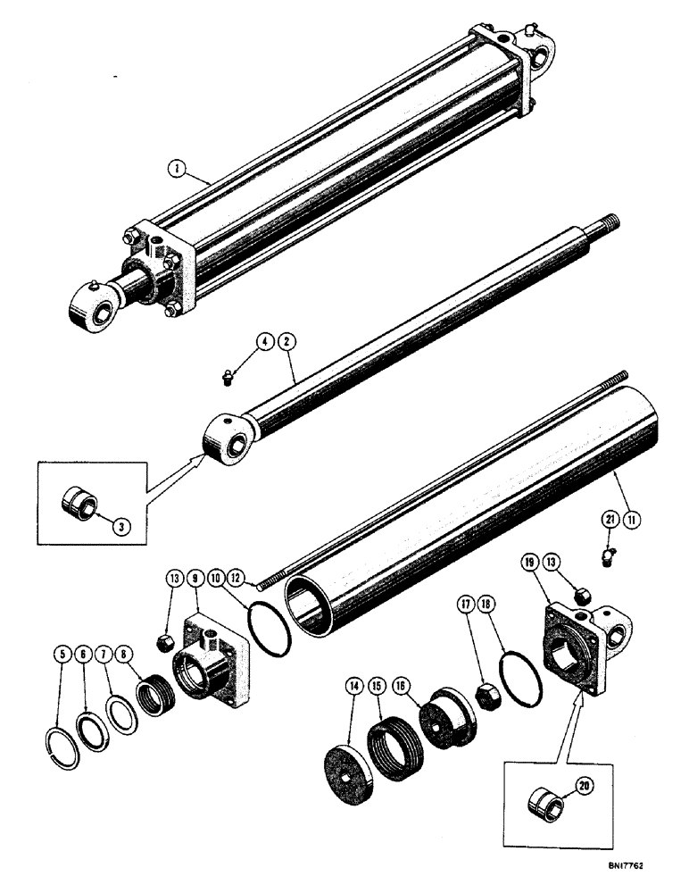 Схема запчастей Case 800 - (230) - R12239 REAR HINGE LOADER DUMP HYDRAULIC CYLINDER (07) - HYDRAULIC SYSTEM