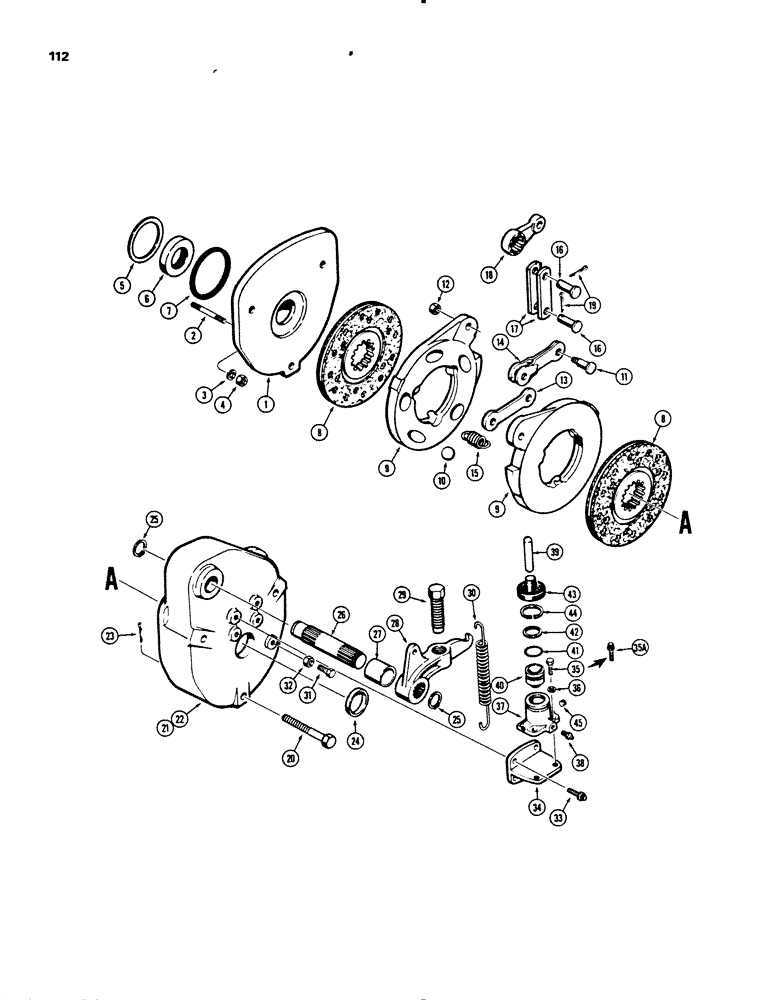 Схема запчастей Case 455B - (112) - TRANSMISSION BRAKES (03) - TRANSMISSION